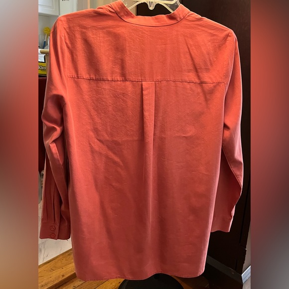 Burnt orange Eileen Fisher PS button down blouse - no collar. Easy fit - Picture 5 of 5
